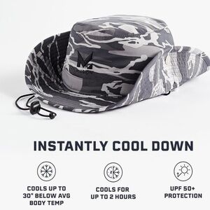 NWT Mission Black and Gray Camo Cooling Hat  Fishing, Camping, Hiking Unisex